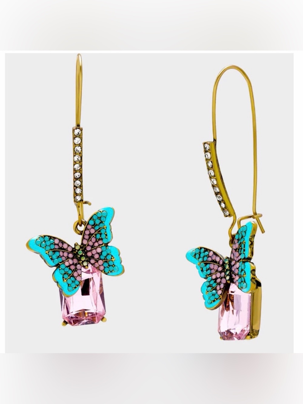 betsey johnson BOHO BUTTERFLY SHEPHERD HOOK EARRINGS MULTI